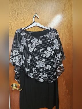 Alyx Black Top with White Floral Sheer Overlay